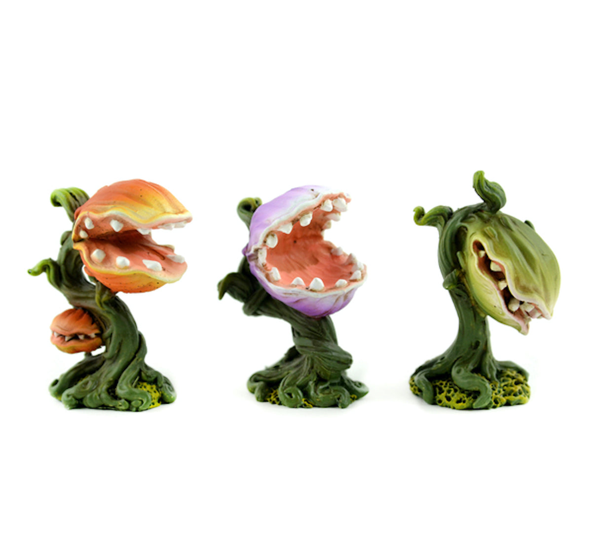 Hand Painted Resin - Set of three, 2" Tall Venus Fly Traps