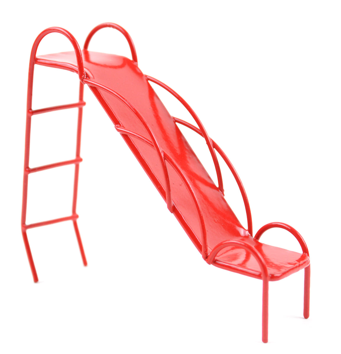 4" Playground Slide - Hand Painted Red Metal