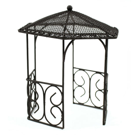 6.5" Tall Metal Garden Gazebo - Hand Painted Black