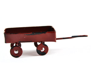 3" Metal Red Wagon - Hand Painted and Distressed