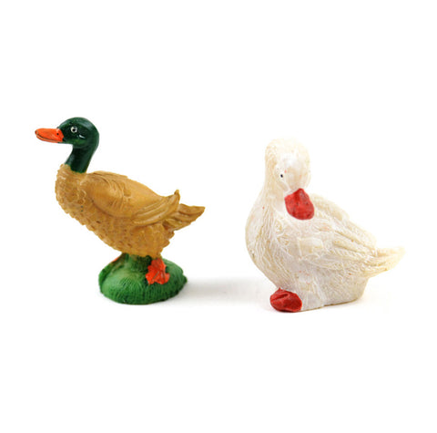 Hand Painted Resin - Set of Two, 1" Ducks