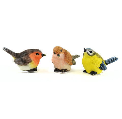 Hand Painted Resin - Set of Three, 2.5" Birds