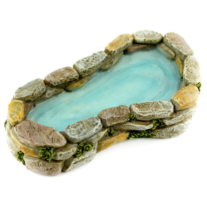 Hand Painted Resin - 5.5" Pond with Stone & Moss Resin Border