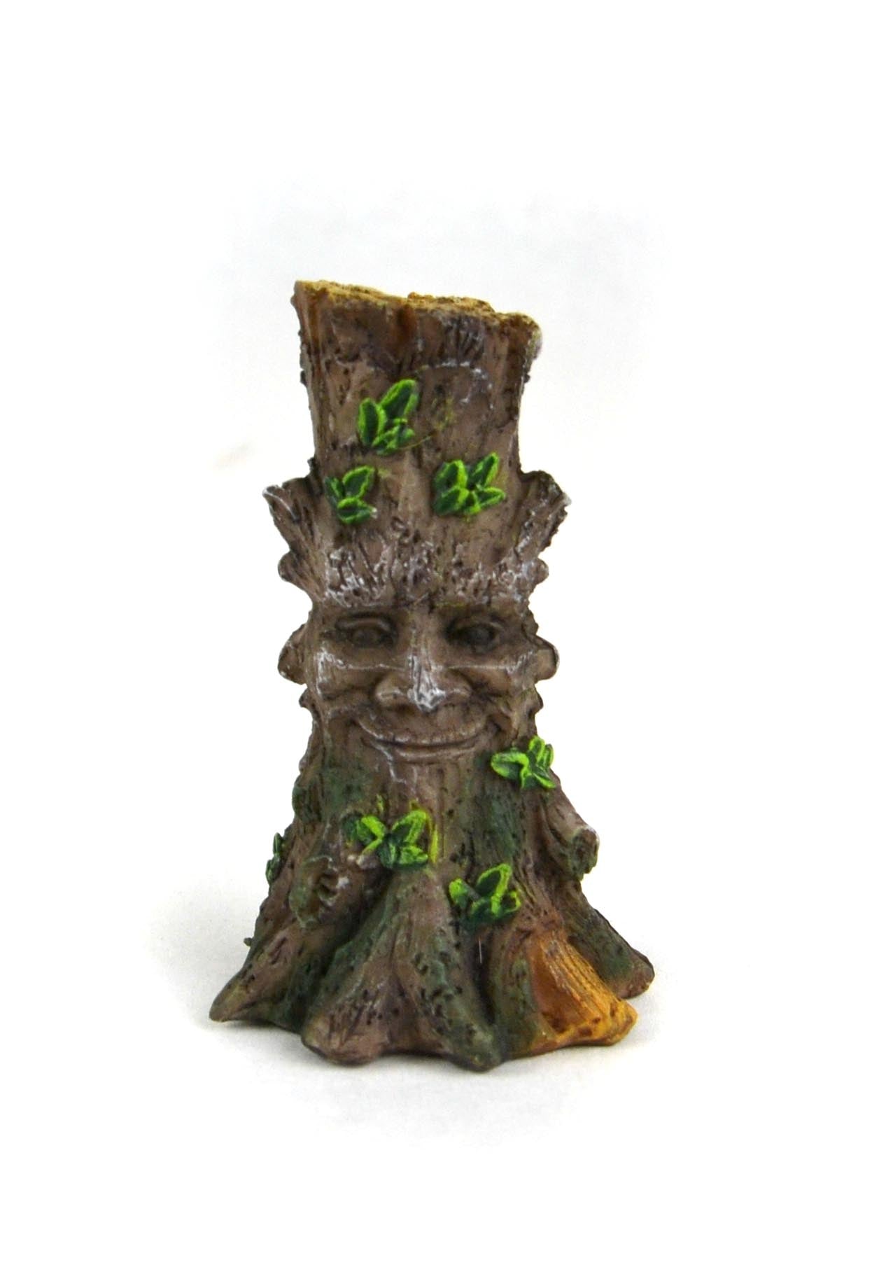 Hand Painted Resin - Tiny 3" Tall Tree with Smiling Face and Shiny Black Eyes