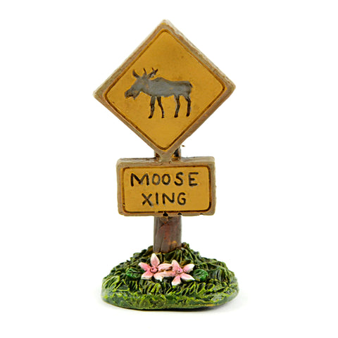 Hand Painted Resin - 3" Moose Xing Sign