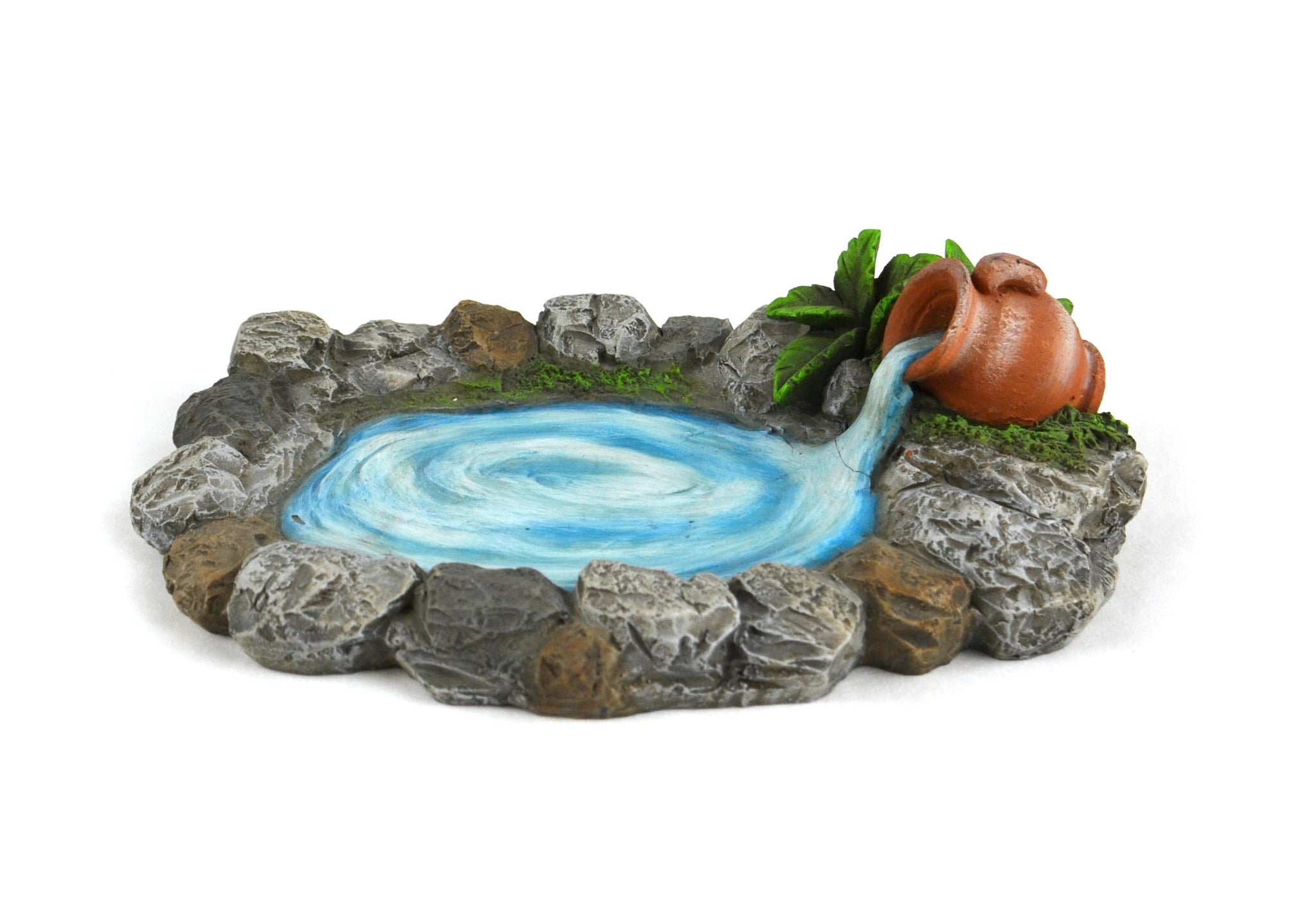 Hand Painted Resin - 7" Garden Pond with Pot