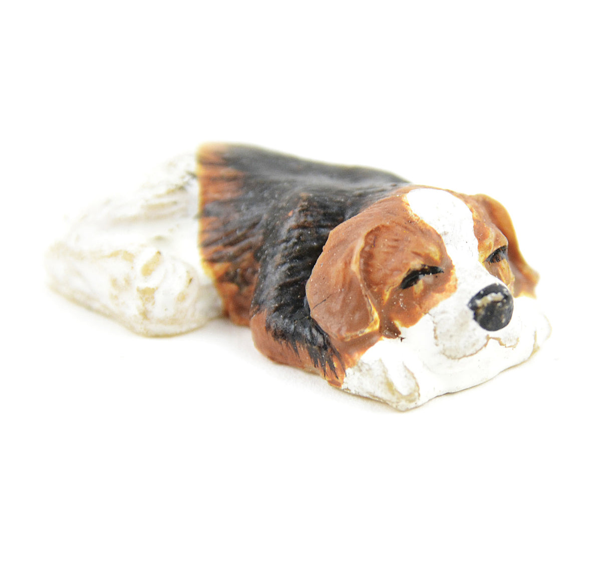 Hand Painted Resin - 1.25" Beagle Puppy Laying Down