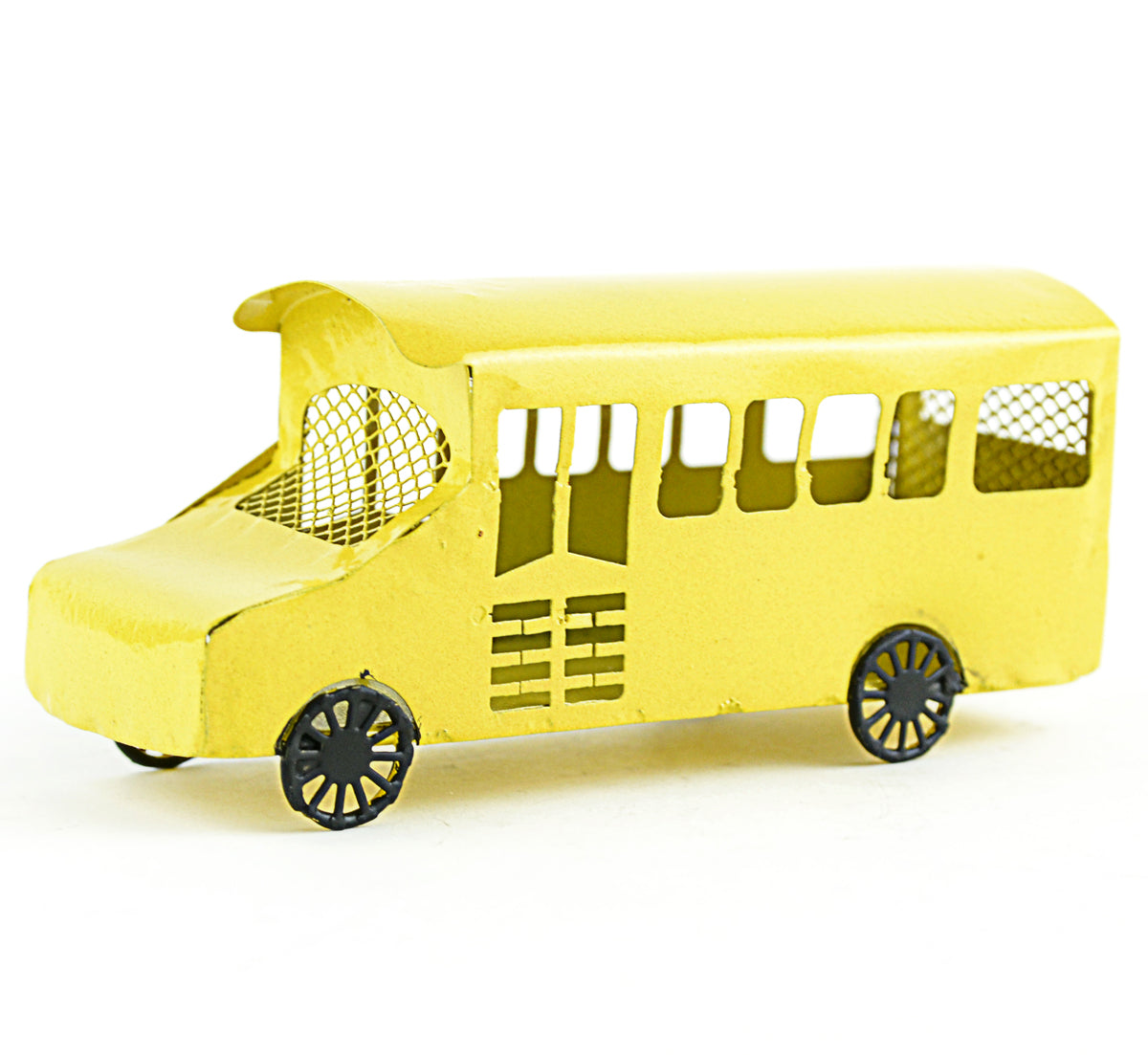 4.5" Metal School Bus - Hand Painted Yellow and Black