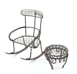 3" Rustic Metal Rocking Chair and Table - 2 Piece Set