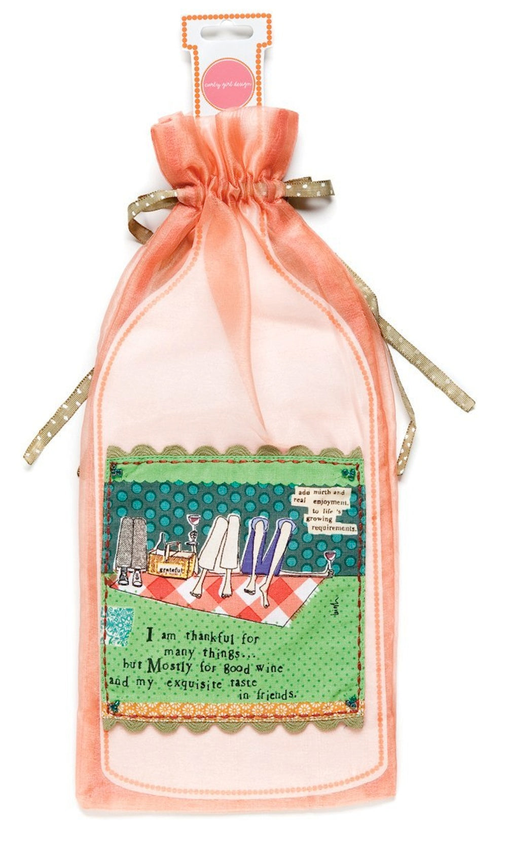 "Curly Girl" Brand Organza Wine Gift Bag